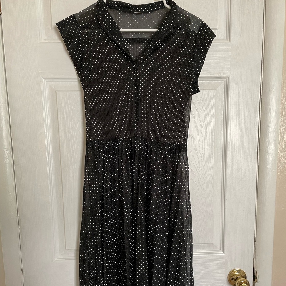 Black and white sheer polka dot dress